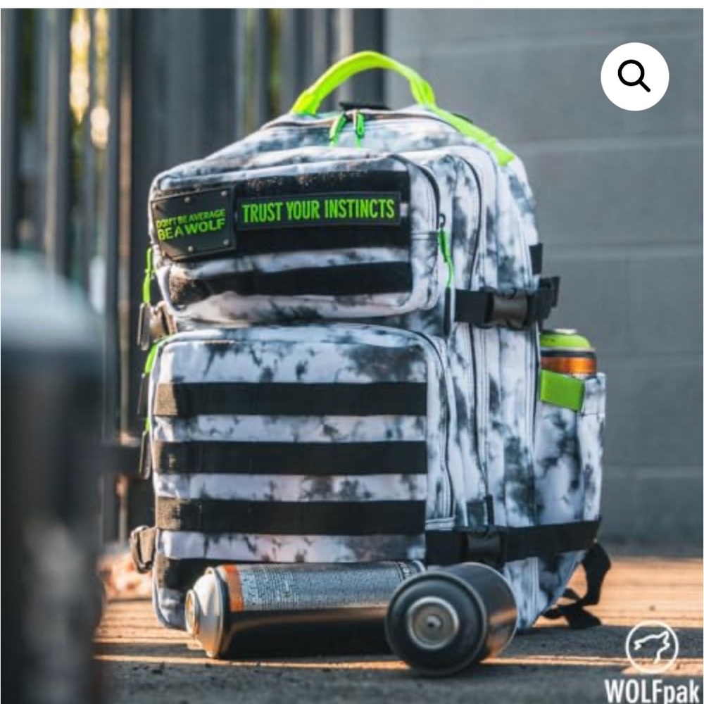 COPY - Wolfpak Black and White Backpack with Neon Accents